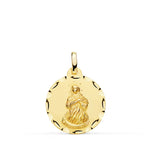 18K Carved Virgin Mary Medal 18 mm