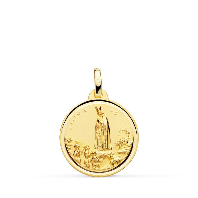 9K Yellow Gold Virgin of Fatima Medal Bezel 18 mm
