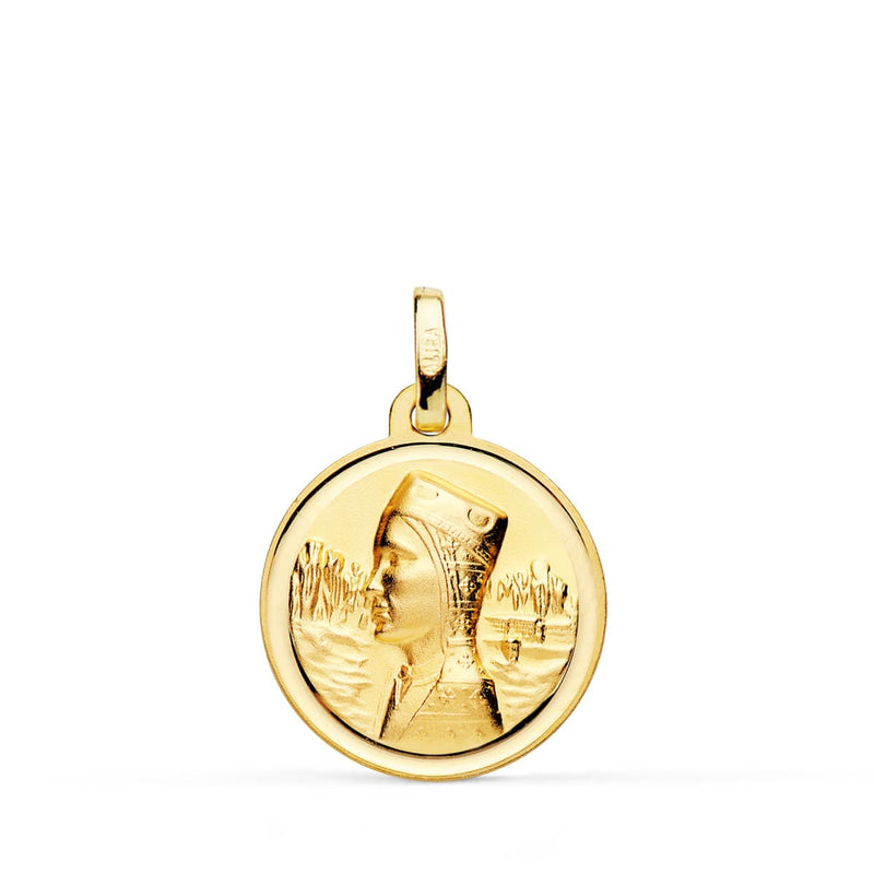 18K Medalla Virgen De Montserrat Bisel 18 mm