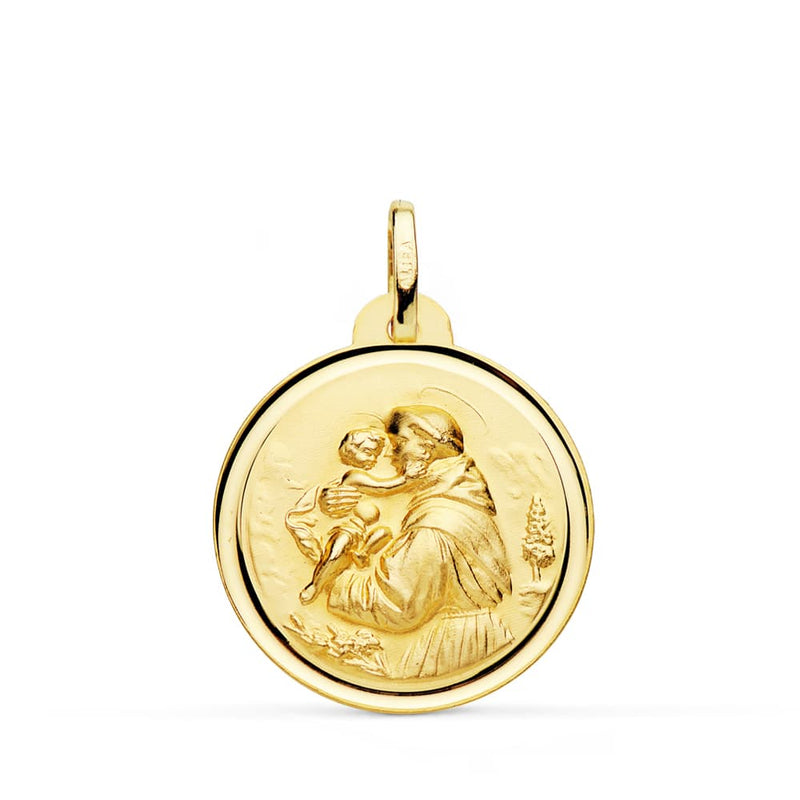Lunette Médaille Saint Antoine 18K 22 mm