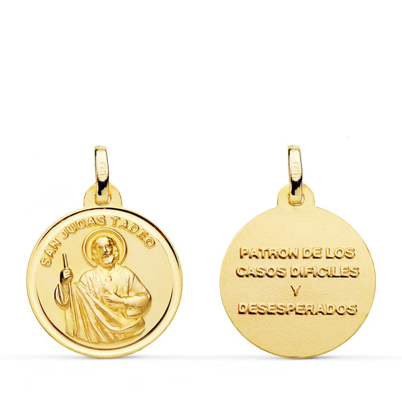 18K Medalla San Judas Tadeo Bisel 18 mm