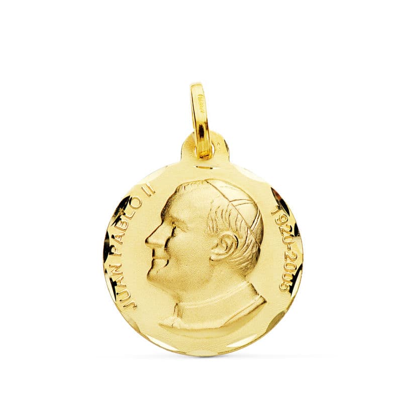 Médaille Saint Jean-Paul II 18 carats 18 mm sculptée