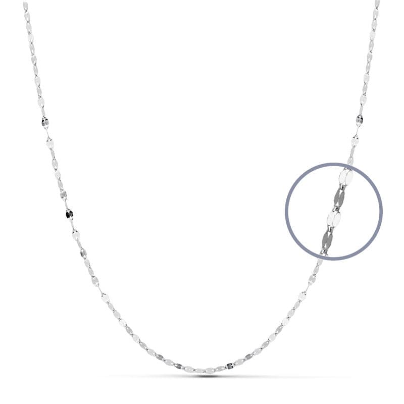 18K Solid White Gold Chain 45 cm 1.8 mm
