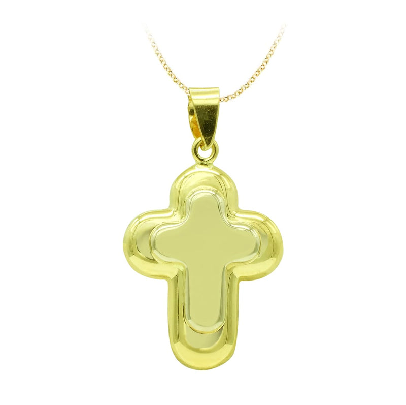 18K Bicolor Gold Cross Without Christ. 22x15mm