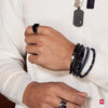 Bracelet Homme Or Blanc Mat et Brillant 18K 21 cm