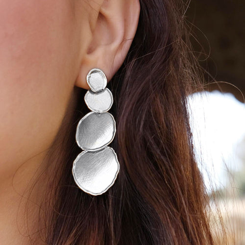 Eclipse Long Silver Earrings