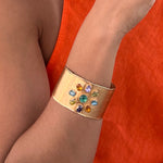 925 Silver Mosaic Slave Bracelet 18K Gold Plated