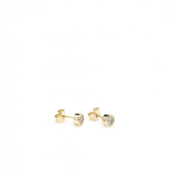 Small Silver Earrings with Gold Stud Design 6.5 mm