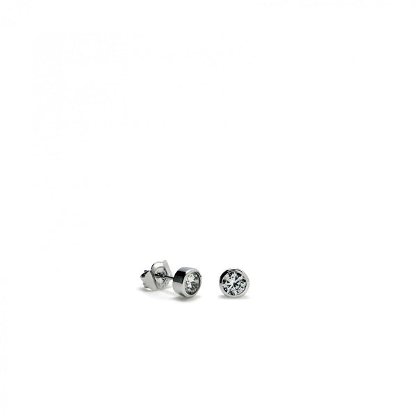 Small Silver Earrings with White Sleeper Design 6.5 mm