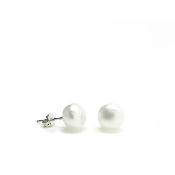 Small Silver Pearl Earrings Classic Design 10 mm