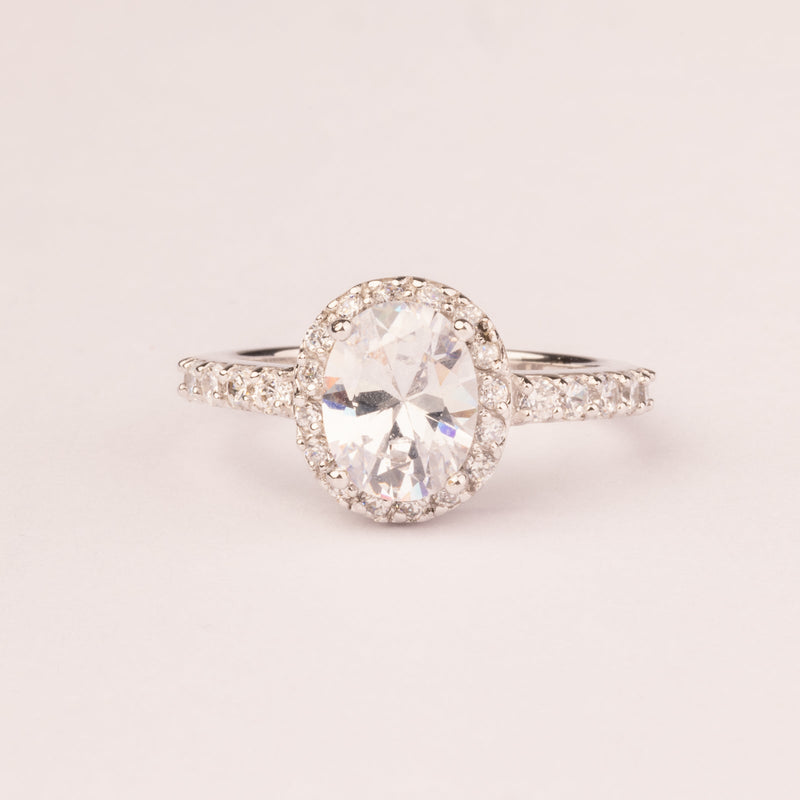 White zirconia ring with micro zirconia