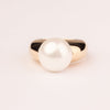 Anillo de plata liso con perla shell bañado en Oro 18k