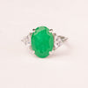 Ring with emerald oval zirconia