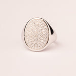 Oval Silver Pavé Ring