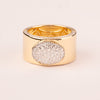 Chevalier ring with oval pavé mesh 18k gold plated