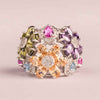 Multicolor Flower Silver Ring