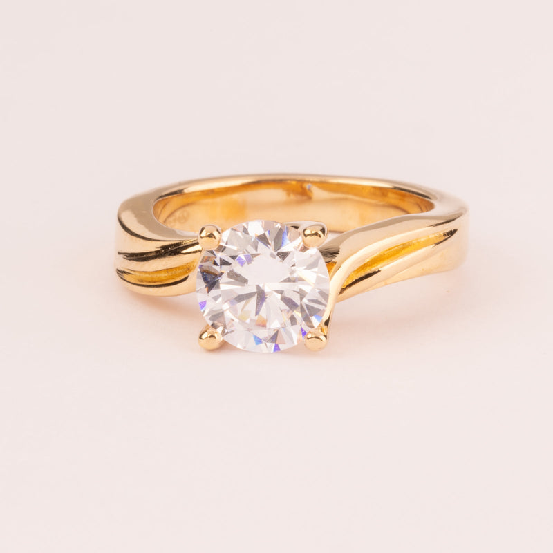 18k gold plated 8mm machined solitaire ring