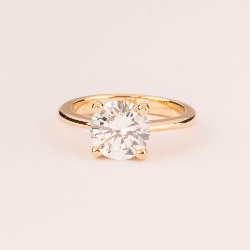 18k gold plated 9mm 4 claw solitaire