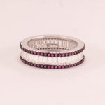 Wedding ring with baguette cut ruby ​​zirconia