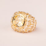 Thick cushion topaz ring