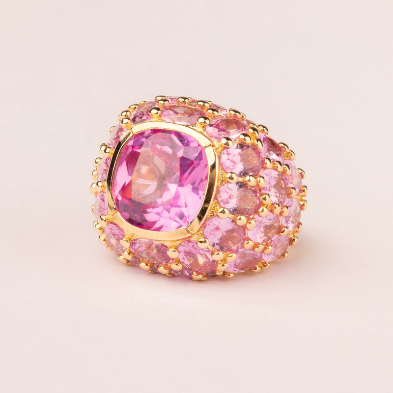 Pink cushion thick ring