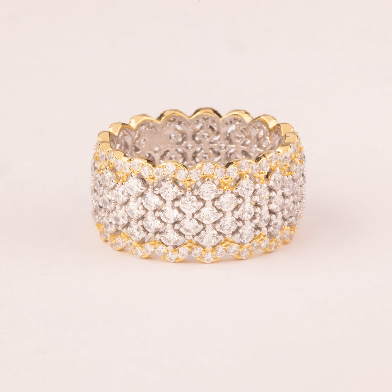 Bague maille basse bicolore