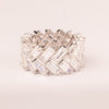 Ring with mesh of baguette-cut zirconia