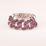 Soft mesh groumette ring with pink zircons