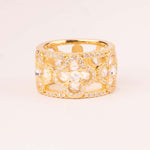 18k gold plated white flower band ring