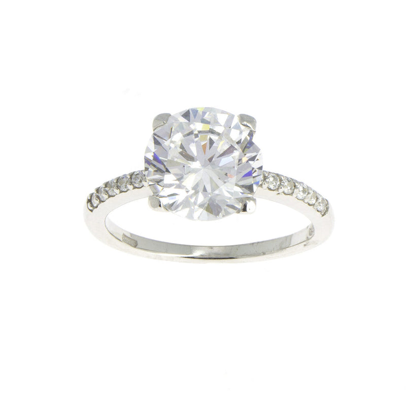 Solitaire Ring Silver and Zirconia 12 mm