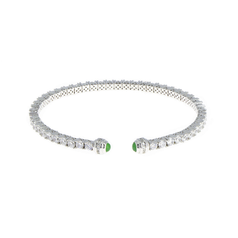 Bracelet Bangle Silver Zirconia Emerald