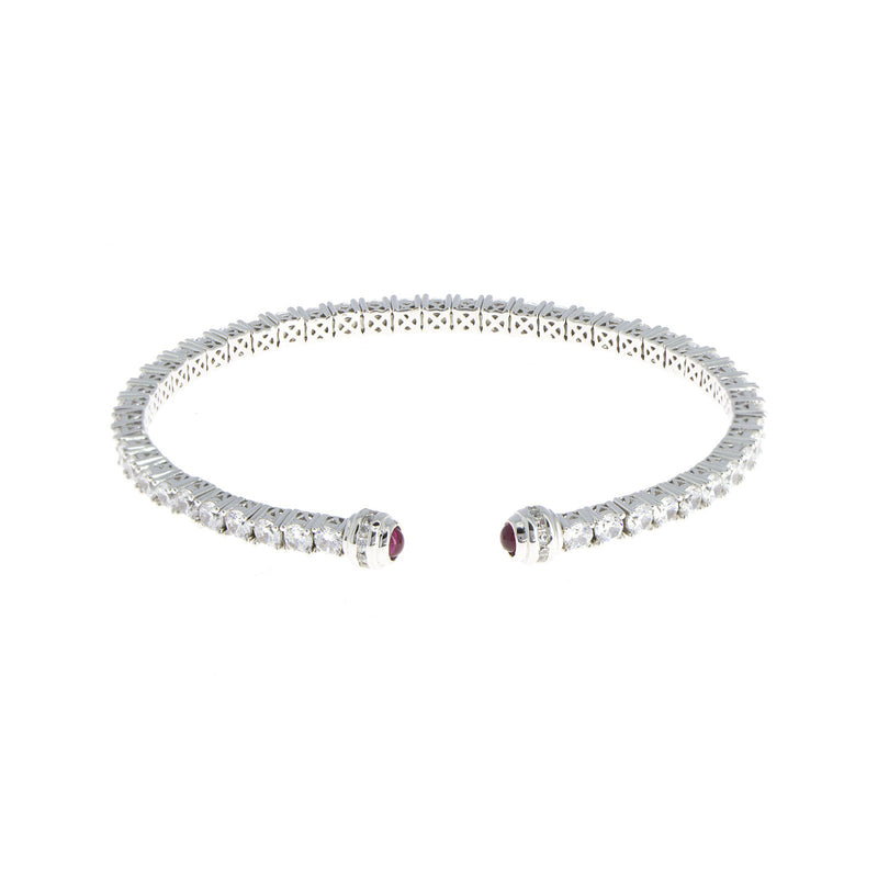 Bracelet jonc en argent et rubis zircone