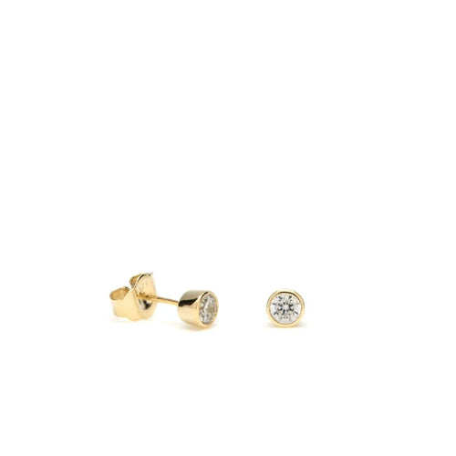 Small Silver Earrings Basic Circular Design with Gold Plated Zirconia