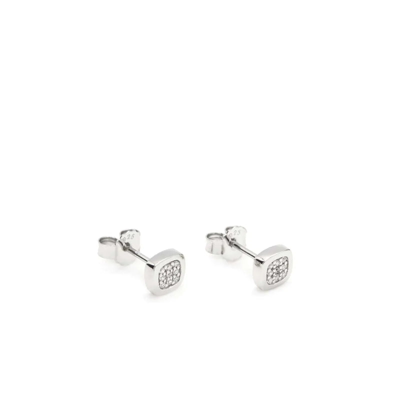 Pendientes Pequeños Plata Brillantes Cuadrados