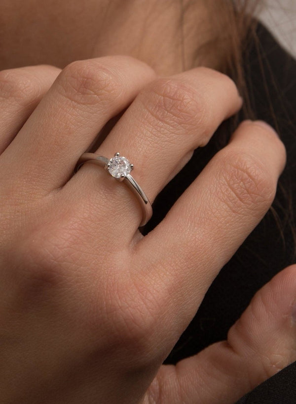 Bague solitaire en argent, conception de base