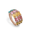 Ring with colored stones and bow in cool tones