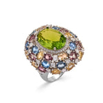 Ring with colored stones in different shades