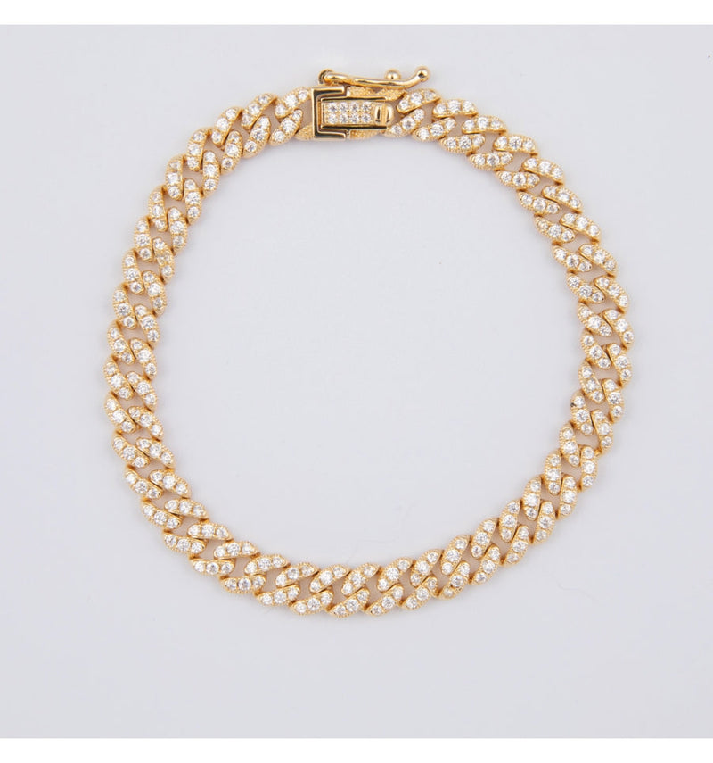 Gold Plated Silver Chain with White Zirconia Pavé