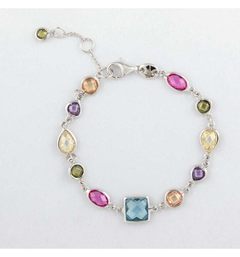 Silver Bracelet with Multicolor Zirconia