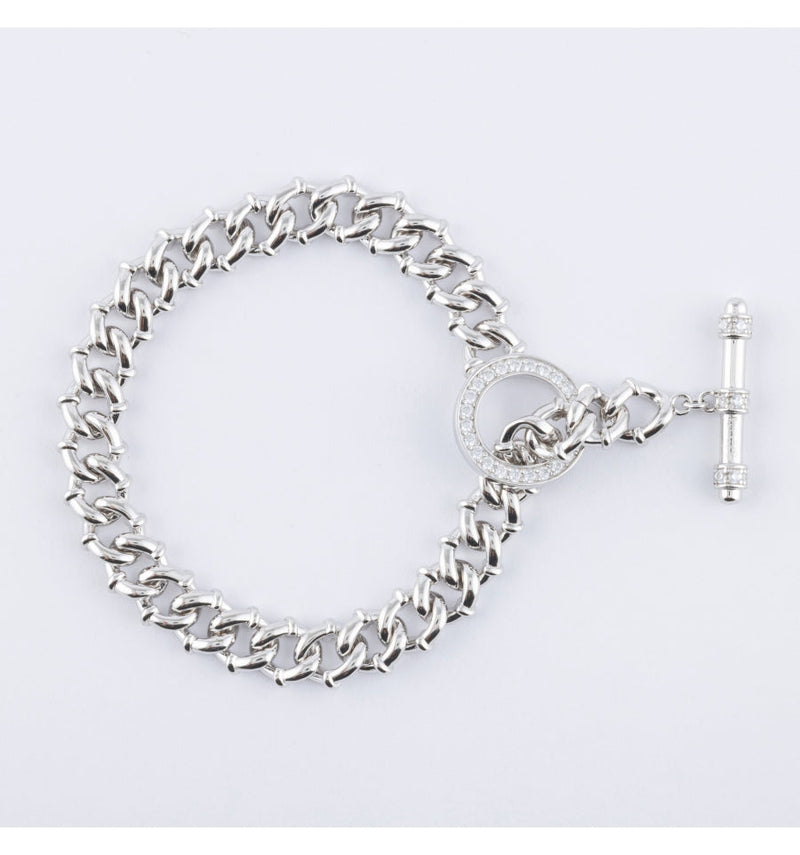 Silver Chain with Zirconia Clasp