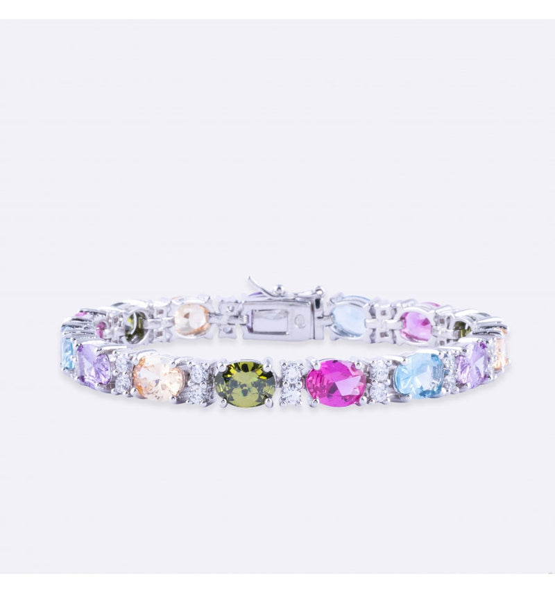 Silver and Multicolor Zirconia Bracelet