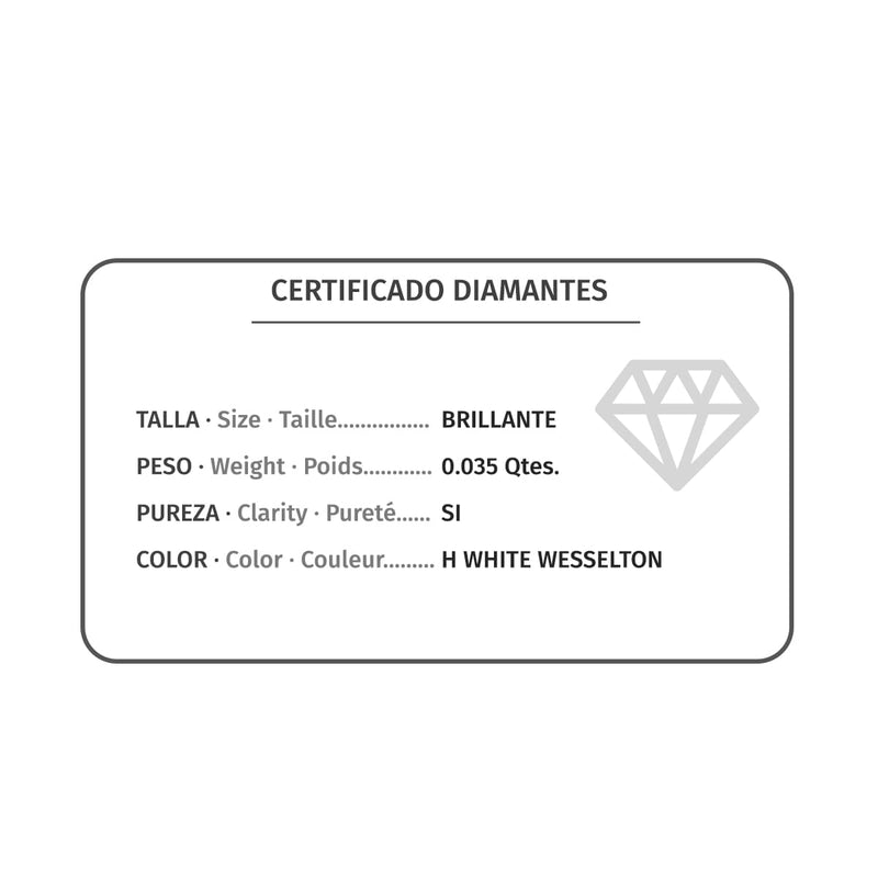 18K Sortija Oro Blanco 7 Diamantes 0.035  Qts. G-Vs2. Cuerpo Redondo 1 mm