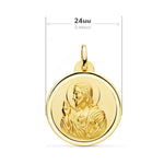 18K Scapular Bezel Virgin of Carmen Heart Jesus 24 mm