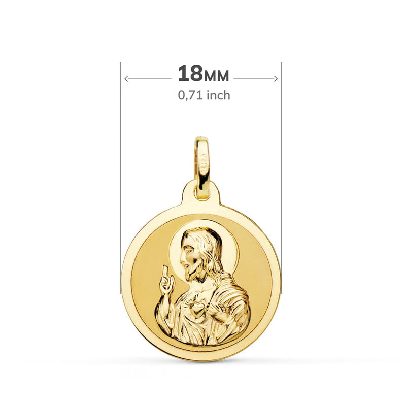 Vierge Scapulaire Brillante 9K de Carmen et Cœur de Jésus 18 mm