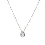 Brilliant Silver Pendant with Teardrop-Shaped Adamantine Quartz Motif and Zirconia Detail