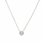 Shiny Silver Pendant with Round Zirconia Motif and Zirconia Detail