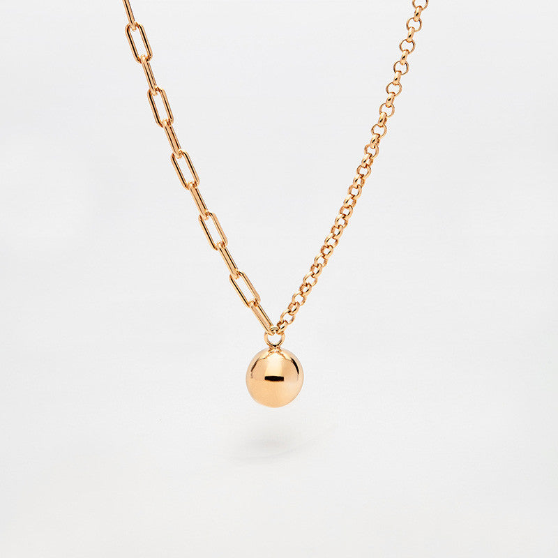 Gold Ball Necklace with Mixed Chain