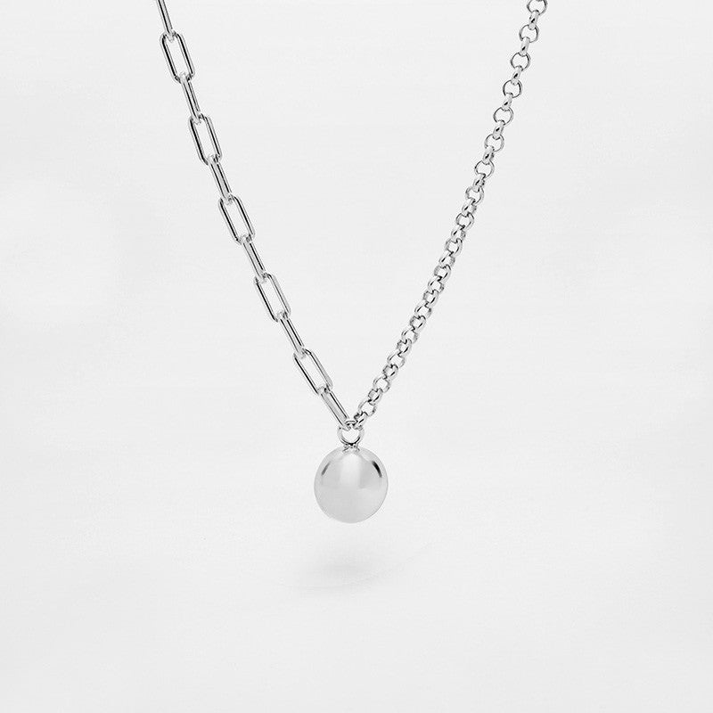 Collier boule en argent avec chaîne mixte