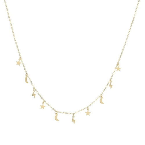 Necklaces with Pendants Silver Gold Astral Design Moon Star Ray