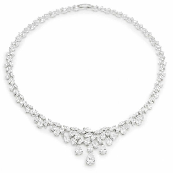 Party Necklaces in Silver with a Rigid Floral Design